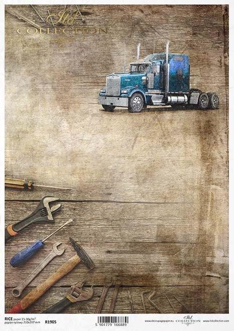 CARTA DI RISO PER DECOUPAGE A4, CAMION