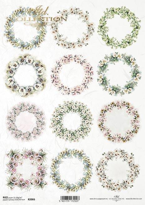 Decoupage papir, rižev A4, Venčki
