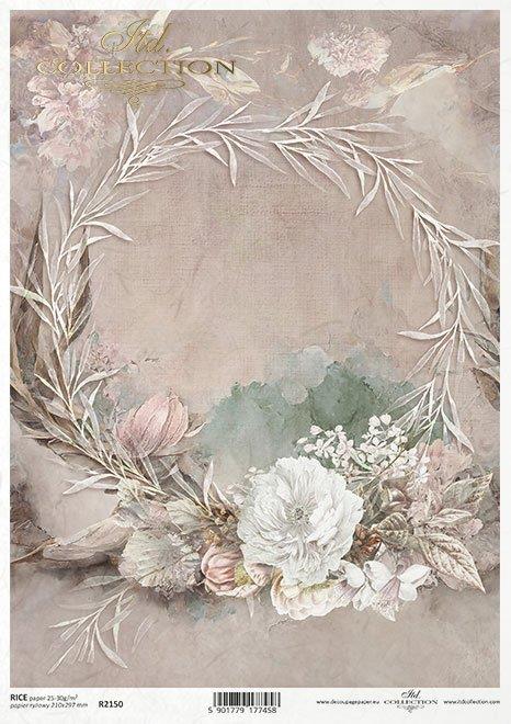 CARTA DI RISO PER DECOUPAGE A4, GHIRLANDA
