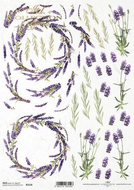 CARTA DI RISO PER DECOUPAGE A4, LAVANDA