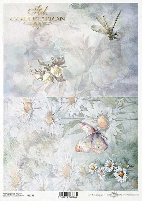 Decoupage papir, rižev A4, Marjetica, vrtnica