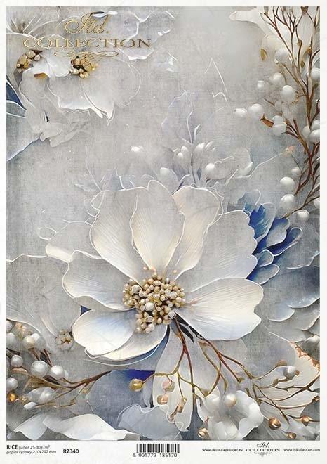 CARTA DI RISO PER DECOUPAGE A4, FIORI