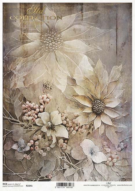 CARTA DI RISO PER DECOUPAGE A4, FIORI