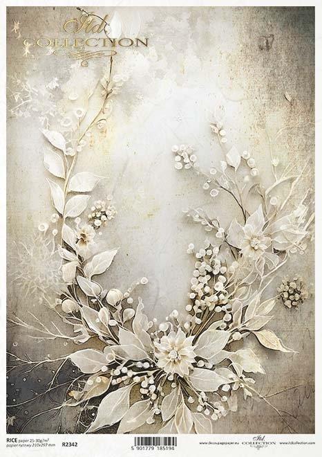 CARTA DI RISO PER DECOUPAGE A4, FIORI