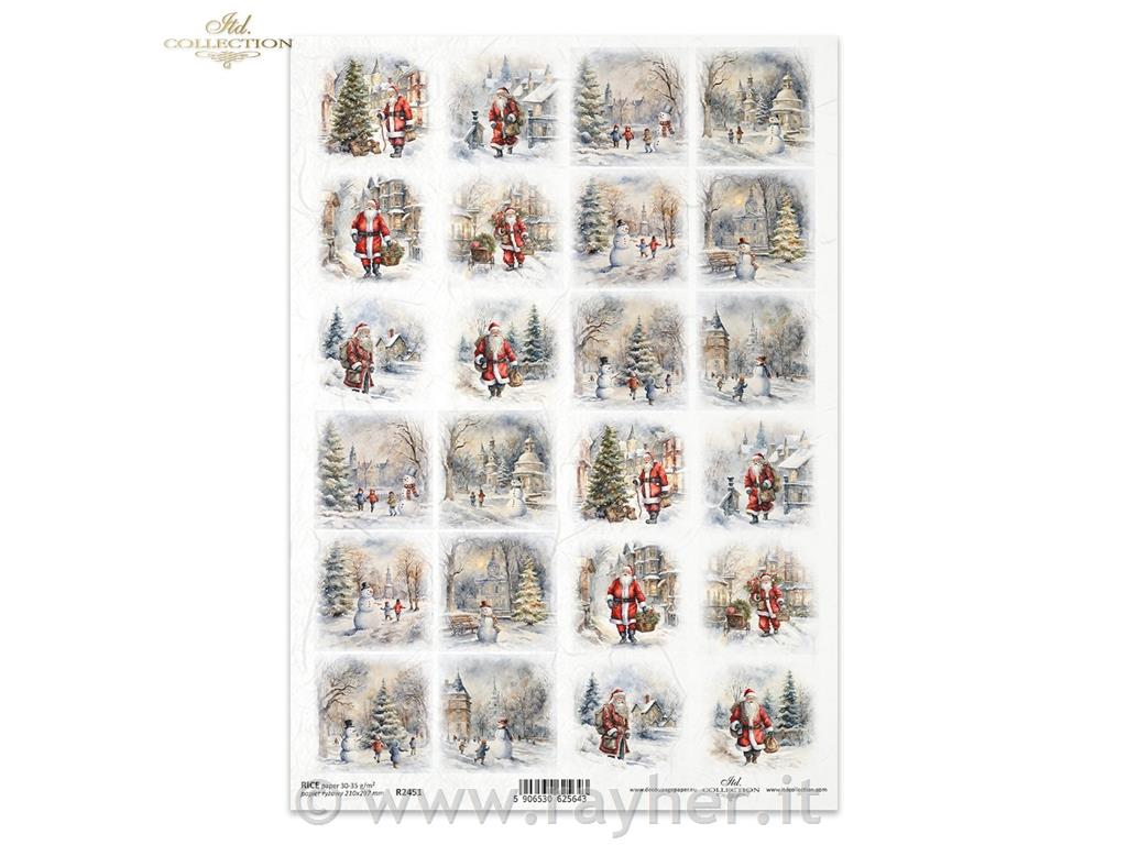 Decoupage papir, rižev A4, Božične scene, 24 motivov, II