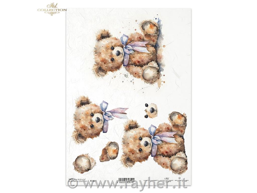 Decoupage papir, rižev A4, Medvedek