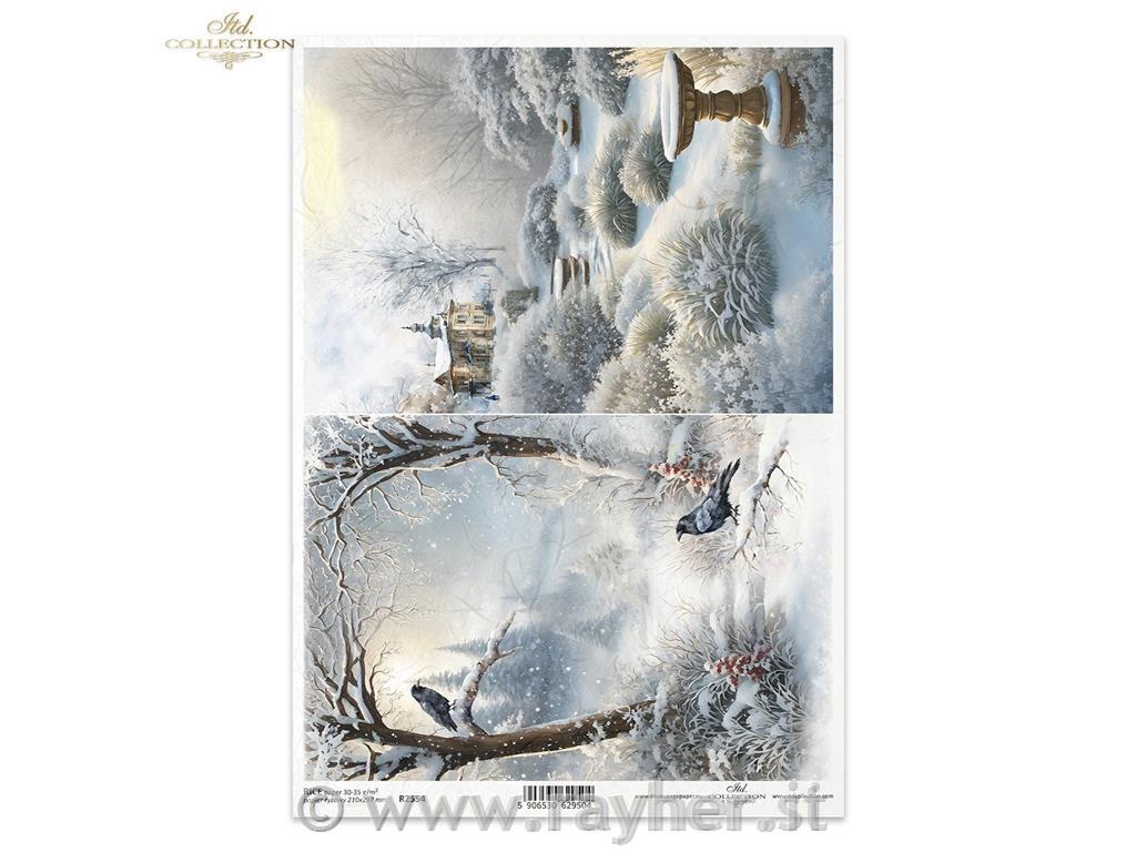 Decoupage papir, rižev A4, Zim.pokrajina