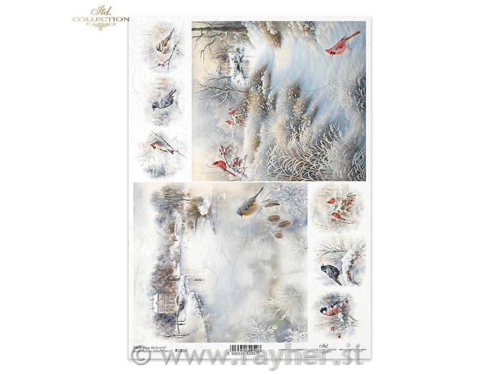 CARTA DI RISO PER DECOUPAGE A4,PAESAGGIO INVERNALE