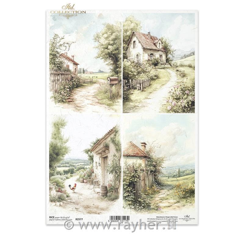Decoupage papir, rižev A4, Podeželje 2