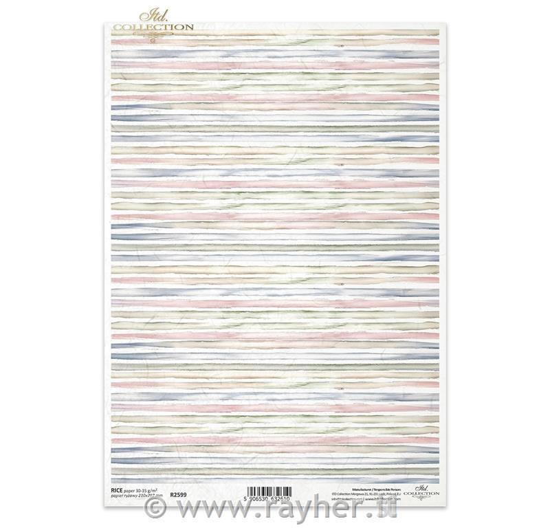 Decoupage papir, rižev A4, Barvne črte