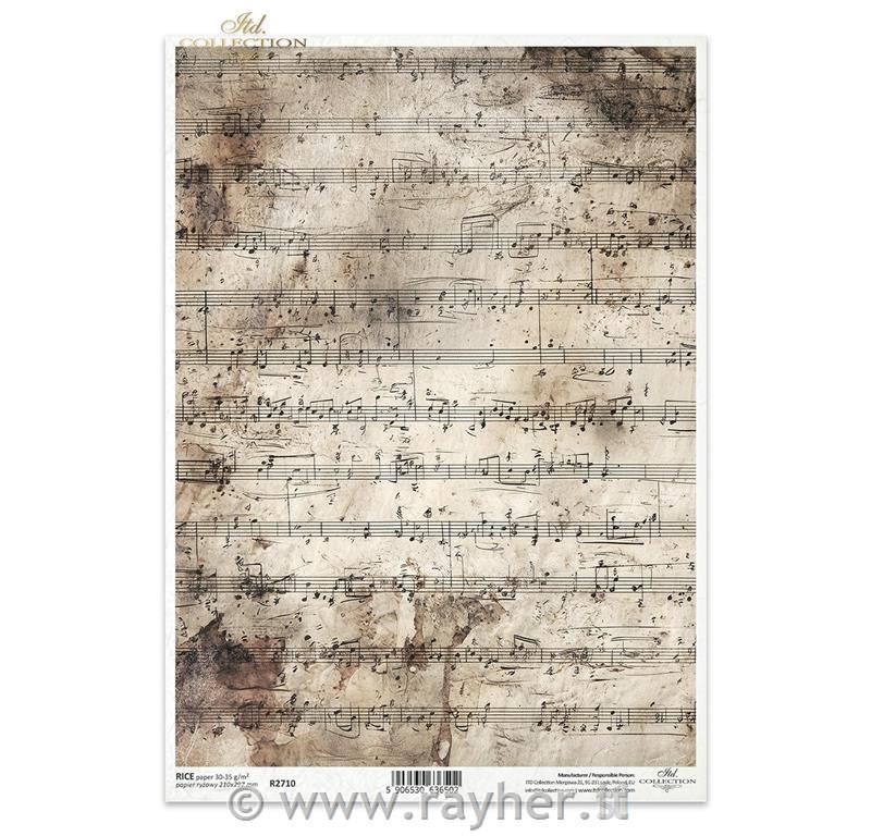 CARTA DI RISO PER DECOUPAGE A4,Spartito musicale