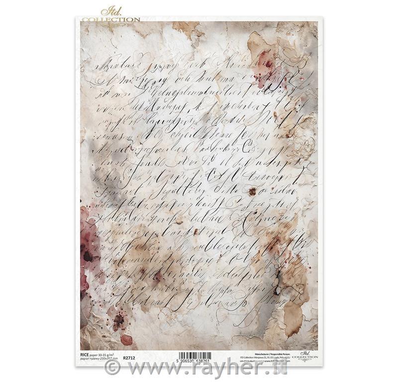 CARTA DI RISO PER DECOUPAGE A4,Calligrafia