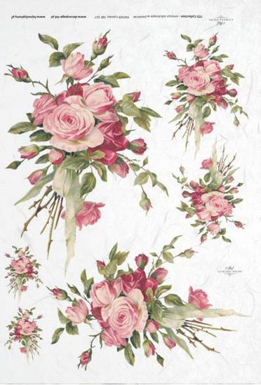 DECOUPAGE PAPIR RIŽEV A4, ŠOPKI ROZA VRT