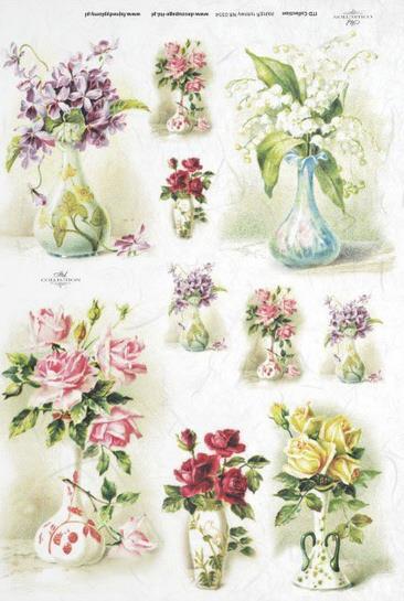 CARTA DI RISO PER DECOUPAGE A4, FIORI NE