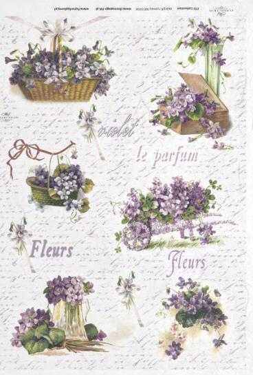 CARTA DI RISO PER DECOUPAGE A4, VIOLETTE