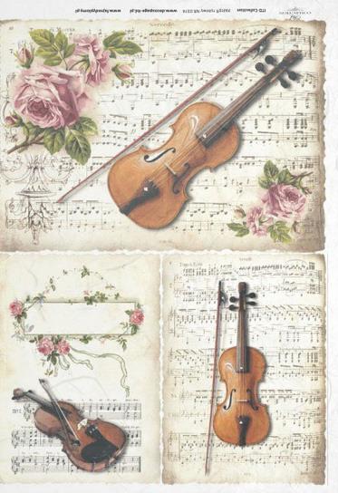 CARTA DI RISO PER DECOUPAGE A4, VIOLINA&