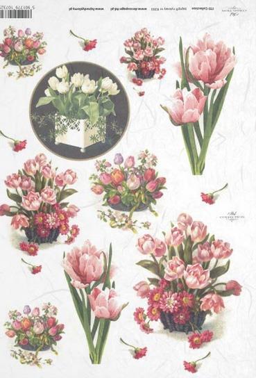 DECOUPAGE PAPIR RIŽEV A4,TULIPAN V ŠOPKU
