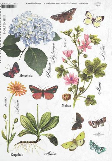 CARTA DI RISO PER DECOUPAGE A4, FARFALLE