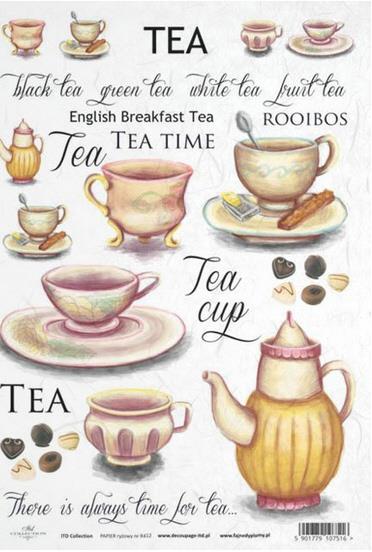 CARTA DI RISO PER DECOUPAGE A4, TEA CUP