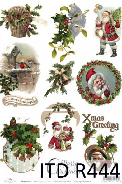 CARTA DI RISO PER DECOUPAGE A4, XMAS GRE