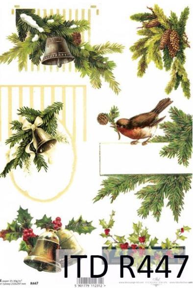 DECOUPAGE PAPIR RIŽEV A4,ZVONČKI&SMREKOV