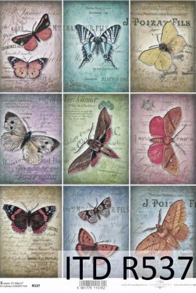 CARTA DI RISO PER DECOUPAGE A4, FARFALLA