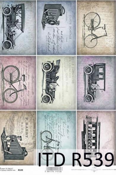 CARTA DI RISO PER DECOUPAGE A4, VEICOLI&