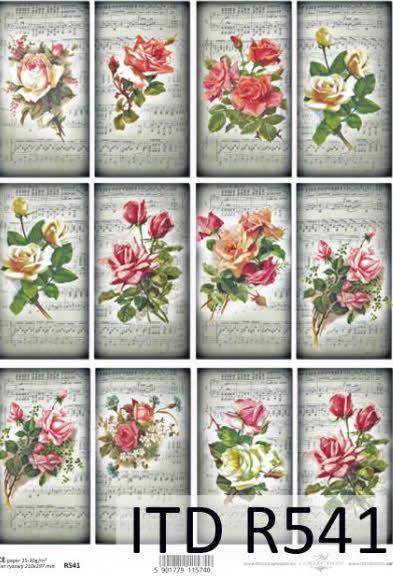 CARTA DI RISO PER DECOUPAGE A4, ROSE&NOT