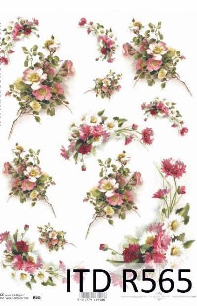 DECOUPAGE PAPIR RIŽEV A4,ŠOPKI CVETJA