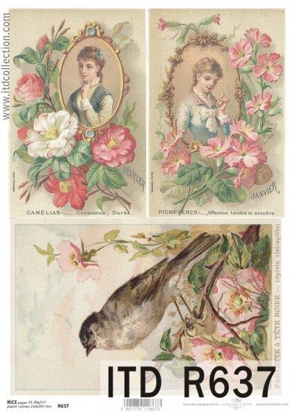 CARTA DI RISO PER DECOUPAGE A4, CAMELIE,