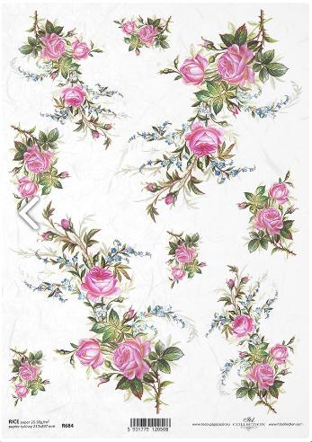 DECOUPAGE PAPIR RIŽEV A4, ROZA VRTNICE
