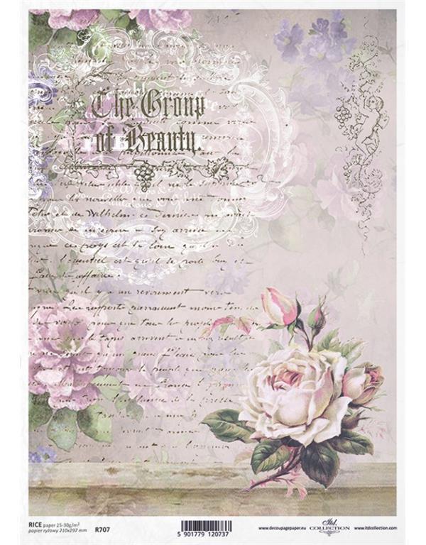 CARTA DI RISO PER DECOUPAGE A4, ROSE VIN