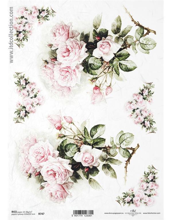 CARTA DI RISO PER DECOUPAGE A4, MAZZI DI