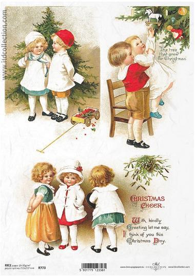 DECOUPAGE PAPIR RIŽEV A4,OTROCI ZA BOŽIČ