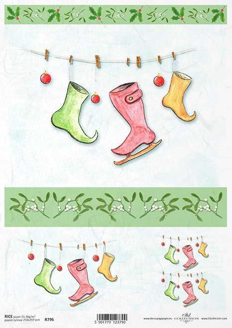 DECOUPAGE PAPIR RIŽEV A4,ŠKRAT.NOGAVICE