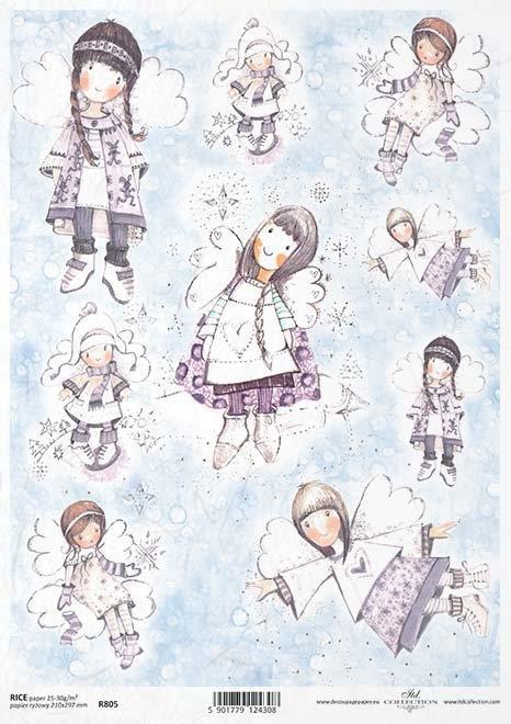 CARTA DI RISO PER DECOUPAGE A4, ANGELI