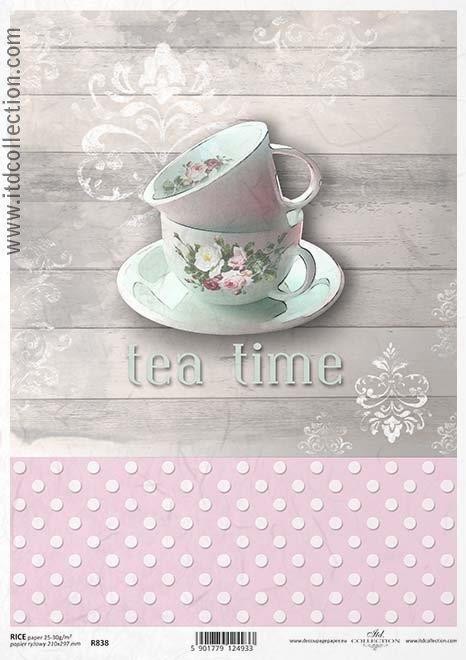 CARTA DI RISO PER DECOUPAGE A4, TEA TIME