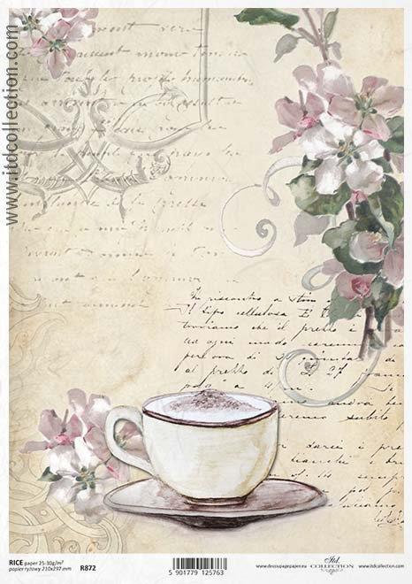 CARTA DI RISO PER DECOUPAGE A4, TAZZA VI