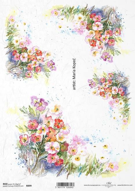 DECOUPAGE PAPIR RIŽEV A4,POLJSKO CVETJE
