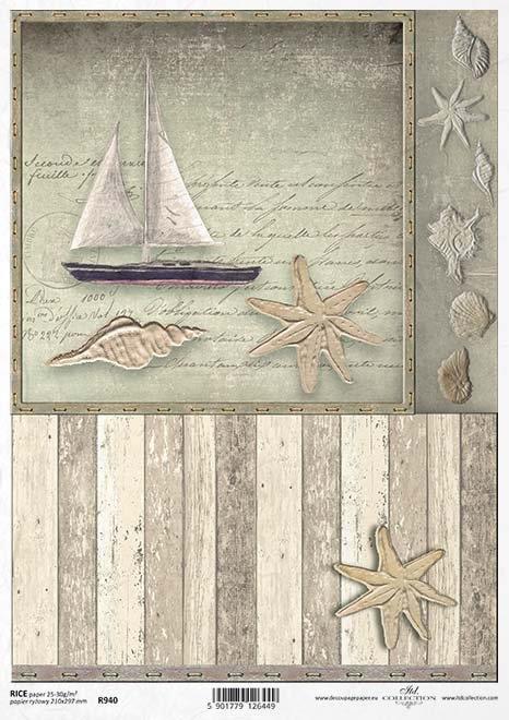 DECOUPAGE PAPIR RIŽEV A4, MORSKI BEŽ