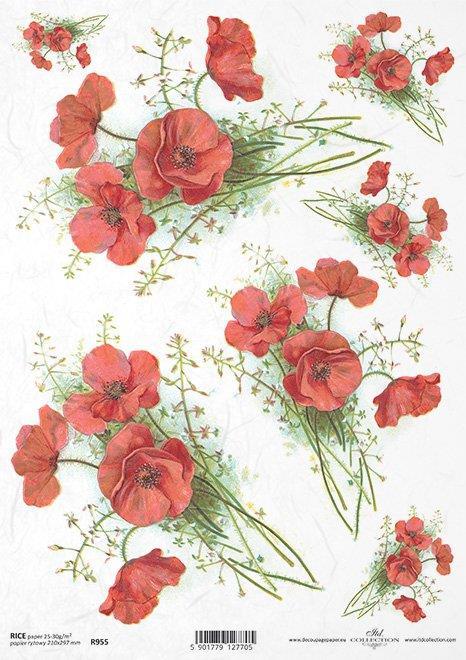 DECOUPAGE PAPIR RIŽEV A4, MAK