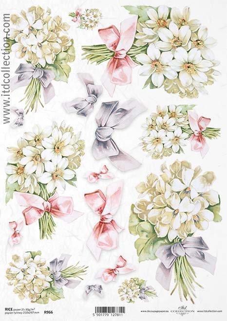 CARTA DI RISO PER DECOUPAGE A4, MAZZI E