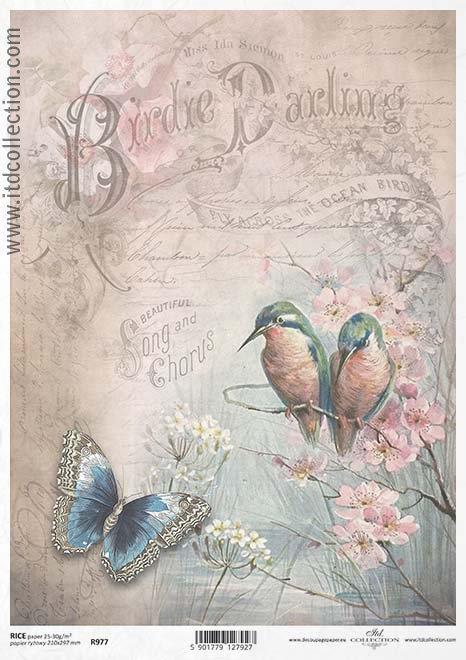 DECOUPAGE PAPIR RIŽEV A4, BIRDIE