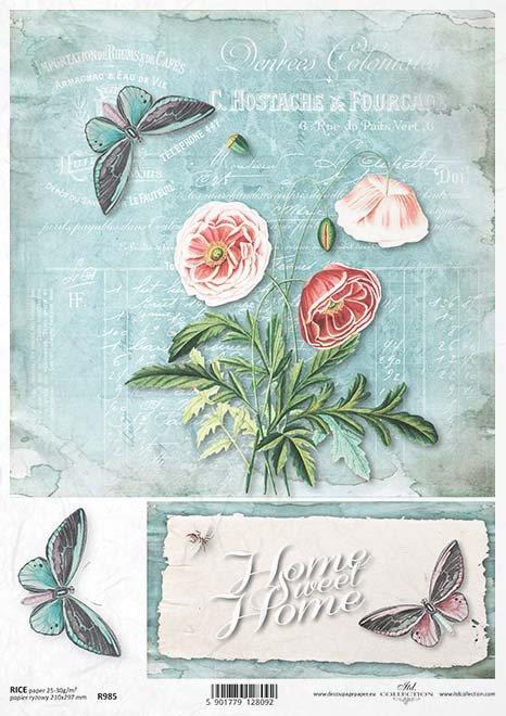 CARTA DI RISO PER DECOUPAGE A4, FARFALLE