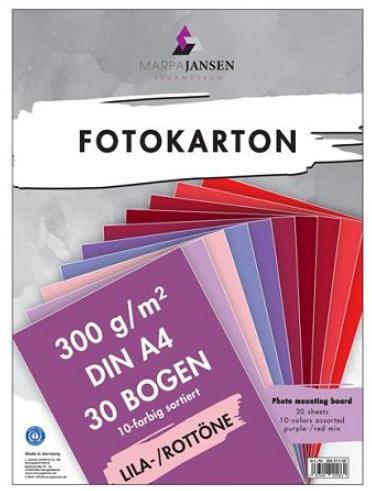 Fotokarton A4 vijol. rdeči set 30 listov, 10 barv po 3 listi