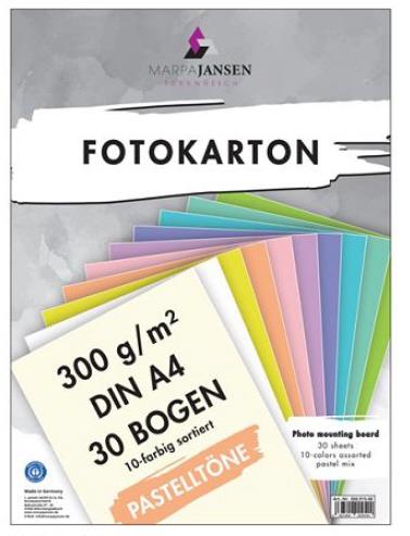 Fotokarton A4 pastelni set 30 listov, 10 barv po 3 listi