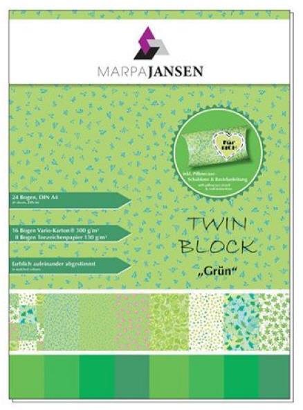 Set papirjev Twin Block A4 zeleni toni, 16x fotok. 300g + 8x