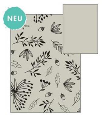 Karton GreyLine 230g 50x70 cm, travniško cvetje črn potisk