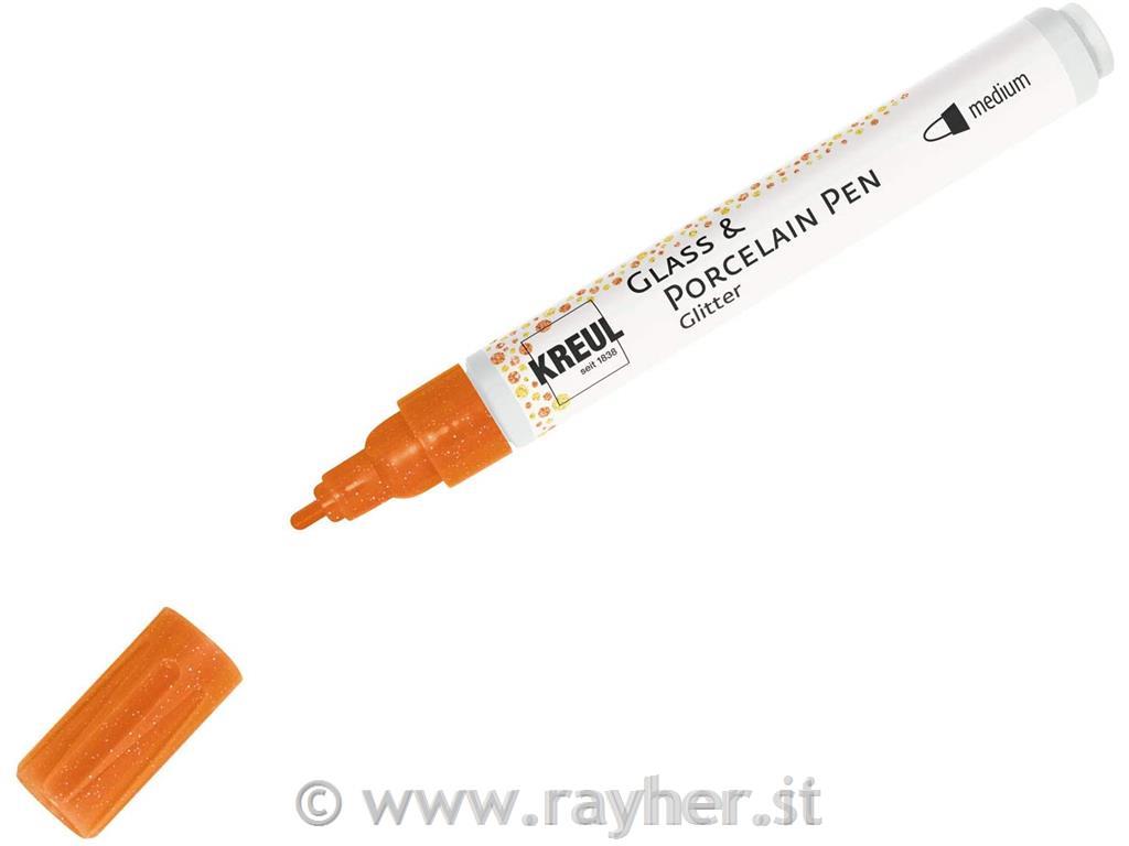 Flomaster za porcelan Glitter z bleščicami oranžen, 1-3mm