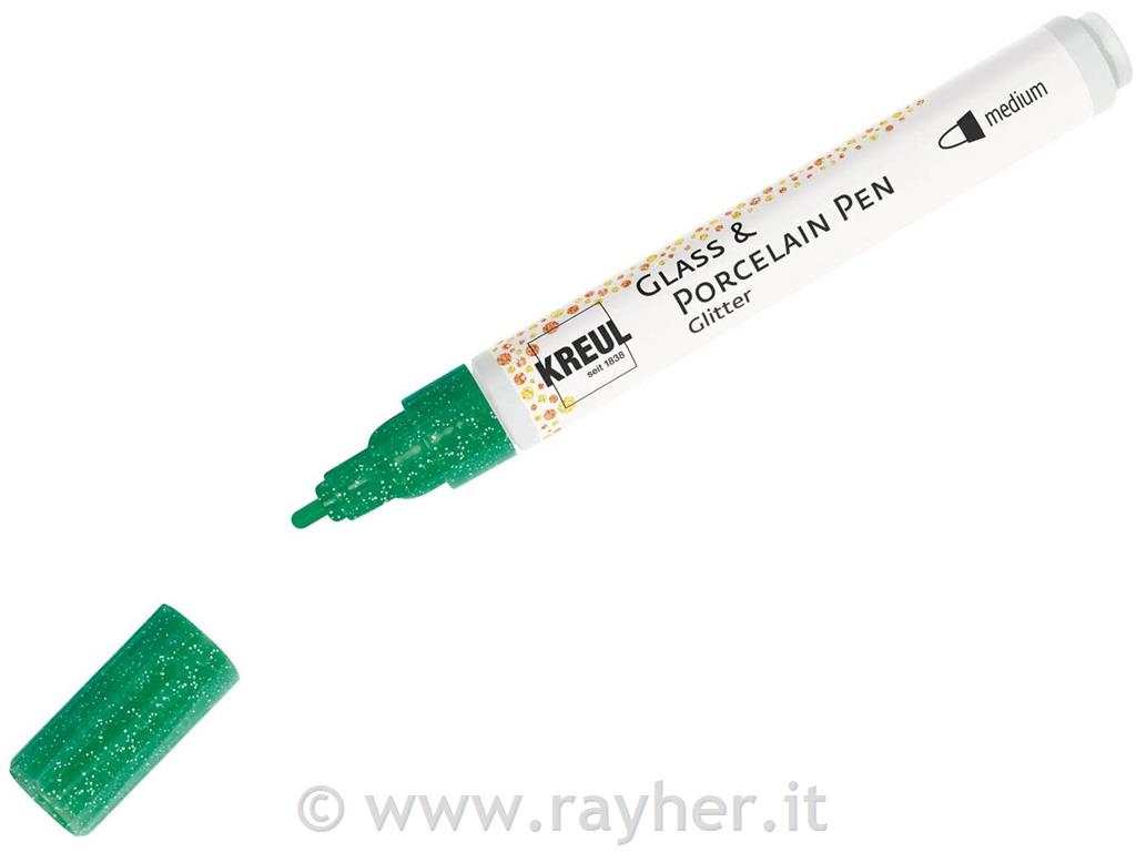 Flomaster za porcelan Glitter z bleščicami svet.zelen, 1-3mm